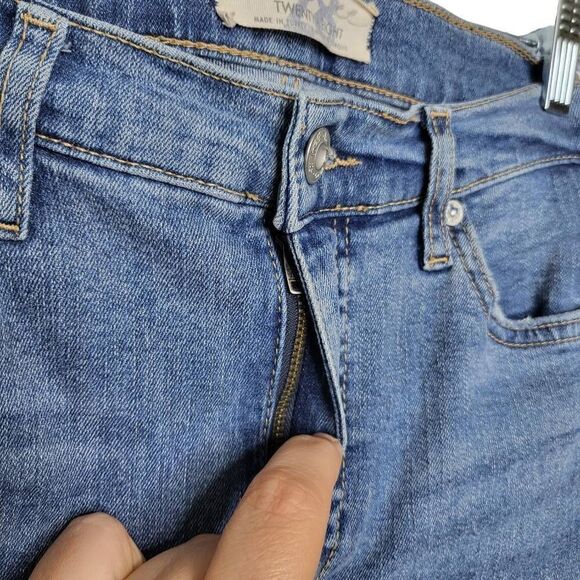 Free People Ripped Distressed High Waist Skinny Jeans Blue Size 28 - Picture 4 of 10